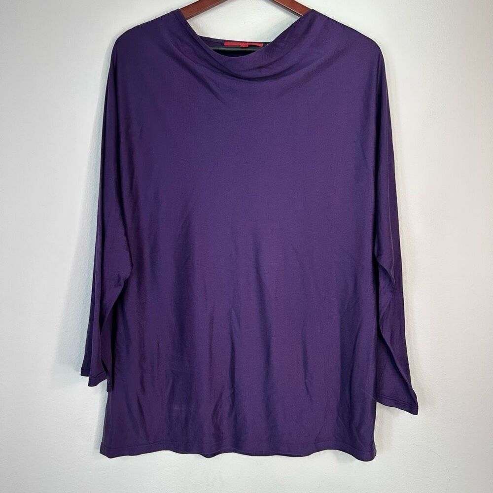 Bergdorf Goodman Shamask Purple Sateen Cowl Neck Blouse Womens‎ Size 3 (XL)